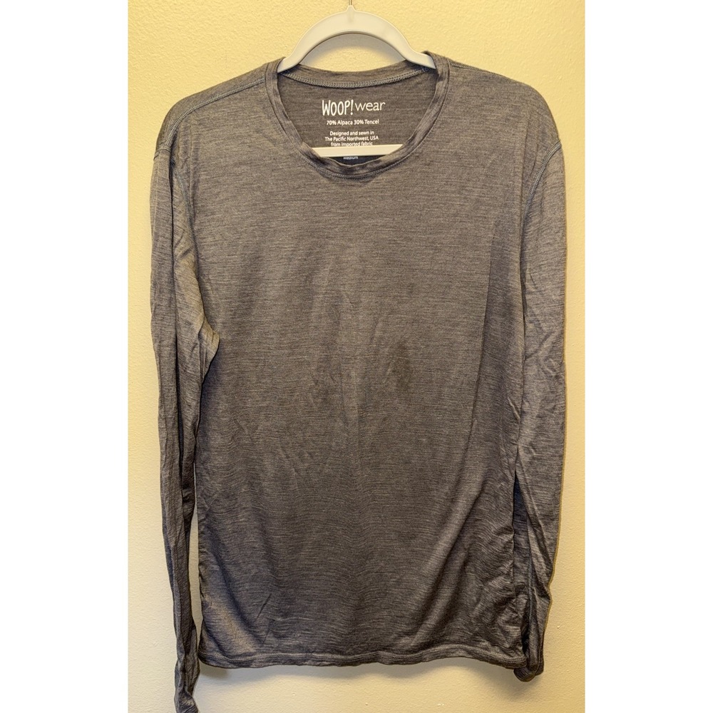Woopwear Top Alpaca Blend Gray Long Sleeve Crewneck Womens Medium Base Layer